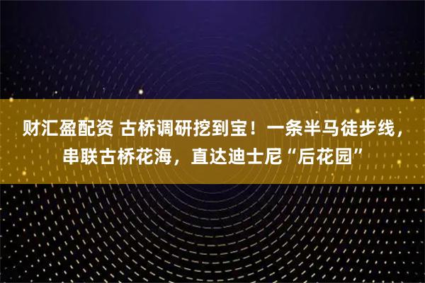 财汇盈配资 古桥调研挖到宝！一条半马徒步线，串联古桥花海，直达迪士尼“后花园”