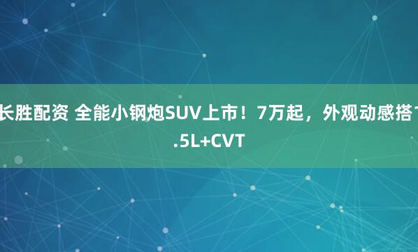 长胜配资 全能小钢炮SUV上市！7万起，外观动感搭1.5L+CVT